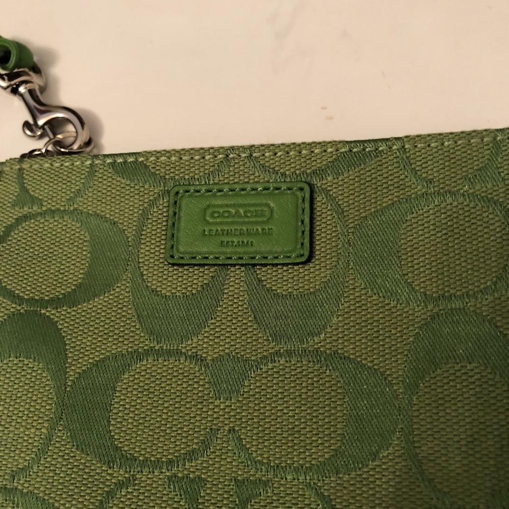 Coach Signature Skinny Small Wristlet - Lime Green - Picture 2 of 3